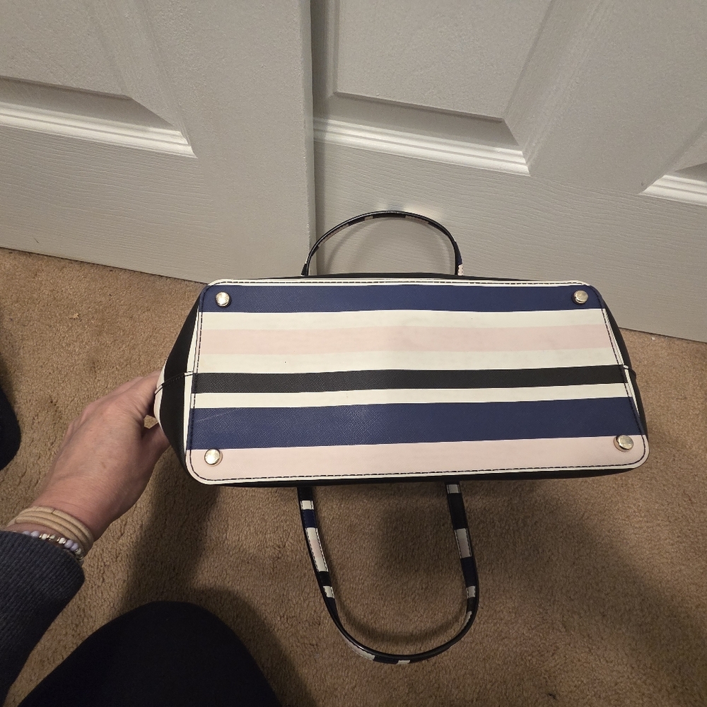 Kate Spade Black, White, Pink And Navy Striped Tote Bag With Matching Wallet - Picture 6 of 11